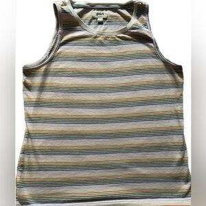 Pact Organic Cotton Tank Top, Multicolor, Striped, Sleeveless, Women’s Large